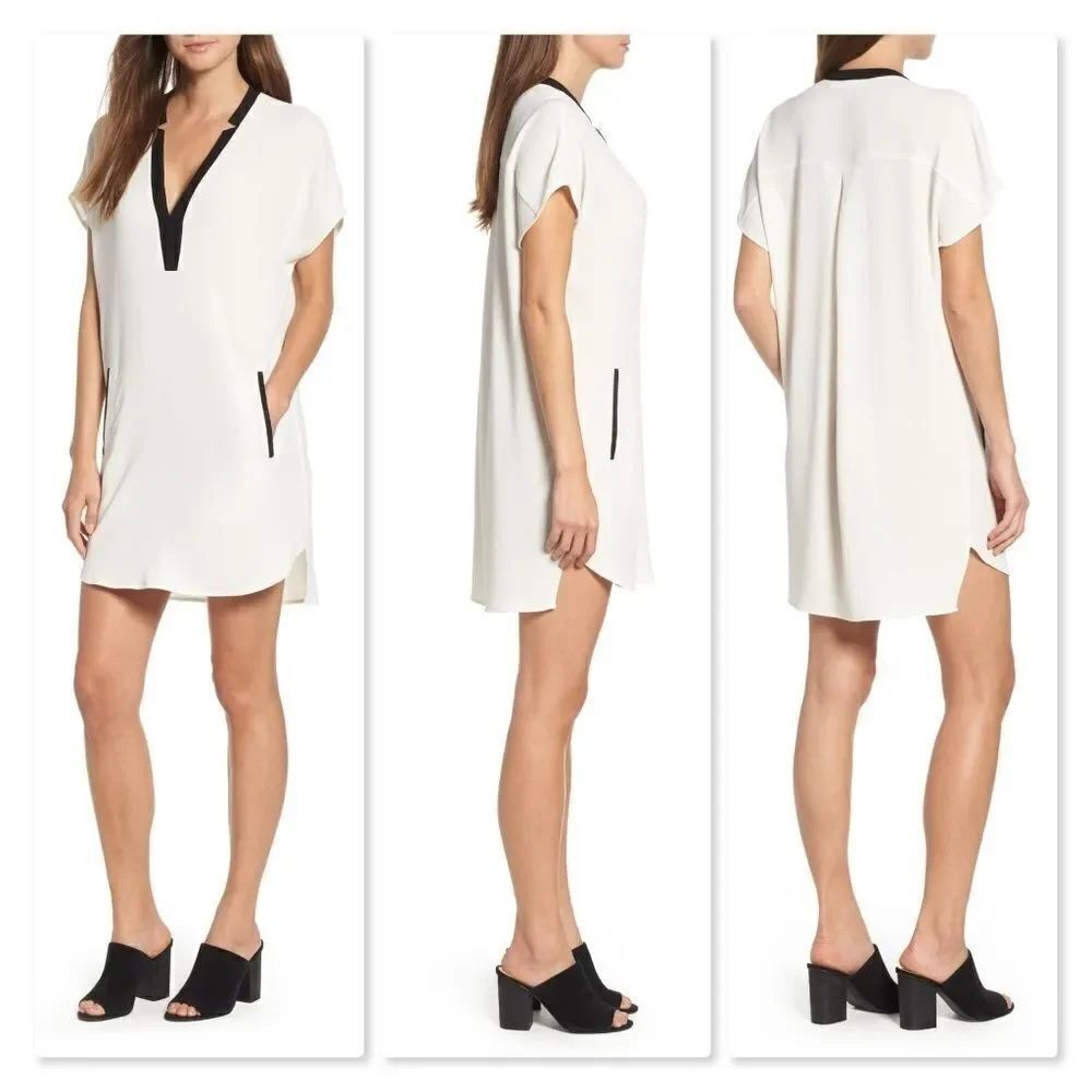 ASTR V-Neck Crepe Shift Dress Sz Small